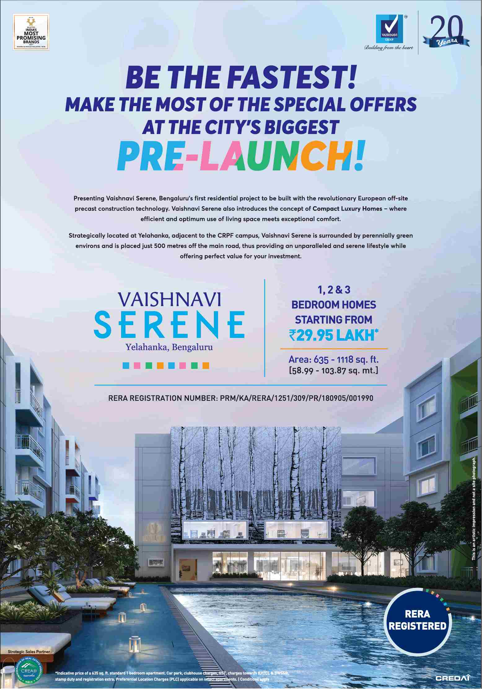Book compact luxury homes @ Rs 29.95 Lakhs at Vaishnavi Serene in Bangalore Update